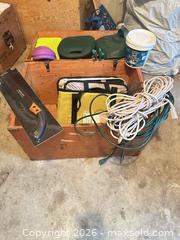 MaxSold Auction: Medium Wooden Trunk with Garden Tools & Accessories - Calgary (Alberta, Canada) SELLER MANAGED Moving Online Auction - Varsville Place Northwest