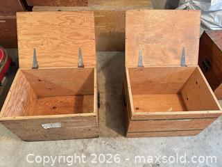 MaxSold Auction: Pair of Wooden Plywood Storage Crates with Hinged Lids - Calgary (Alberta, Canada) SELLER MANAGED Moving Online Auction - Varsville Place Northwest