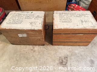 MaxSold Auction: Pair of Wooden Plywood Storage Crates with Hinged Lids - Calgary (Alberta, Canada) SELLER MANAGED Moving Online Auction - Varsville Place Northwest