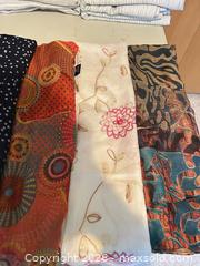 MaxSold Auction: Patchwork Quilt Throw, Beige Grommet Curtain Panels & Scarves - Calgary (Alberta, Canada) SELLER MANAGED Moving Online Auction - Varsville Place Northwest