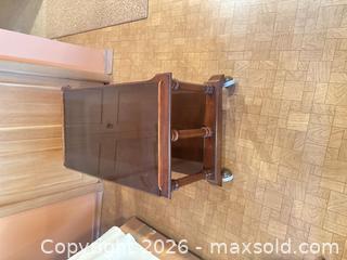 MaxSold Auction: Solid Mahogany Two-Tier Bar Cart with Removable Glass Top - Calgary (Alberta, Canada) SELLER MANAGED Moving Online Auction - Varsville Place Northwest