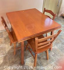 MaxSold Auction: Solid Wood Cherry Dining Table Set with 3 Chairs - Calgary (Alberta, Canada) SELLER MANAGED Moving Online Auction - Varsville Place Northwest