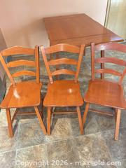 MaxSold Auction: Solid Wood Cherry Dining Table Set with 3 Chairs - Calgary (Alberta, Canada) SELLER MANAGED Moving Online Auction - Varsville Place Northwest