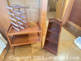 MaxSold Auction: Solid Wood Lot: Bar Cart, Wine Rack, Jewelry Box & Small Bookshelf - Calgary (Alberta, Canada) SELLER MANAGED Moving Online Auction - Varsville Place Nw