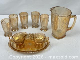 MaxSold Auction: Carnival Glass Botanical Beverage Set - Campbell (California, USA) PARTNER MANAGED Estate Sale Online Auction - Dell Avenue