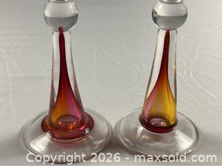 MaxSold Auction: Hand Blown Artisan Glass Candlesticks from New Zealand - Campbell (California, USA) PARTNER MANAGED Estate Sale Online Auction - Dell Avenue