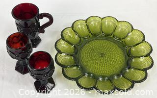 MaxSold Auction: Indiana Glass Deviled Egg Plate and Avon 1876 Glassware - Campbell (California, USA) PARTNER MANAGED Estate Sale Online Auction - Dell Avenue