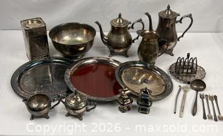MaxSold Auction: Large Lot of Silverplate Serving Ware - Campbell (California, USA) PARTNER MANAGED Estate Sale Online Auction - Dell Avenue