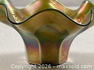 MaxSold Auction: Vintage Fenton Marigold “Holly” Ruffled Dish - Campbell (California, USA) PARTNER MANAGED Estate Sale Online Auction - Dell Avenue