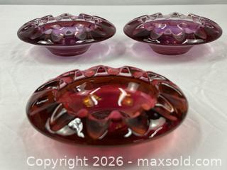 MaxSold Auction: Vintage MCM Amethyst and Cranberry Glass Ashtrays - Campbell (California, USA) PARTNER MANAGED Estate Sale Online Auction - Dell Avenue