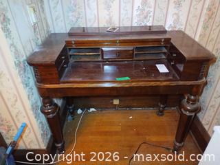 MaxSold Auction: Antique Solid Wood Secretary Desk with Drawers & Turned Legs D - Toronto (Ontario, Canada) Downsizing Online Auction - Blantyre Avenue