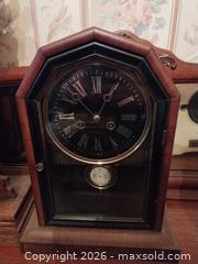 MaxSold Auction: Antique Wooden Mantel/Shelf Clock with Black Dial B - Toronto (Ontario, Canada) Downsizing Online Auction - Blantyre Avenue