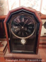 MaxSold Auction: Antique Wooden Mantel/Shelf Clock with Black Dial B - Toronto (Ontario, Canada) Downsizing Online Auction - Blantyre Avenue