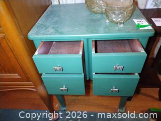 MaxSold Auction: Green Painted Wood End Table with 4 Drawers D - Toronto (Ontario, Canada) Downsizing Online Auction - Blantyre Avenue