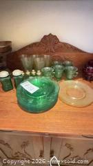 MaxSold Auction: Vintage Green Uranium Glass Assorted Plates, Goblets & Glassware B - Toronto (Ontario, Canada) Downsizing Online Auction - Blantyre Avenue