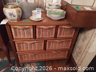 MaxSold Auction: Wood Frame Cabinet with Wicker/Rattan Drawers D - Toronto (Ontario, Canada) Downsizing Online Auction - Blantyre Avenue