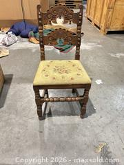 MaxSold Auction: Antique Victorian Carved Solid Wood Side Chair with Needlepoint Seat - Round Rock (Texas, USA) SELLER MANAGED Estate Sale Online Auction - Gattis School Road