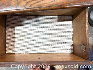 MaxSold Auction: Carved Oak Sewing/Work Box on Attached Stand - Round Rock (Texas, USA) SELLER MANAGED Estate Sale Online Auction - Gattis School Road