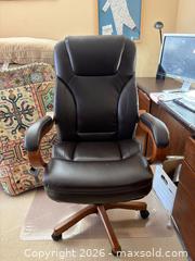 MaxSold Auction: Brown Leather Desk Chair with Metal Base, Swivel & Recline - Toronto (Ontario, Canada) SELLER MANAGED Downsizing Online Auction - Joicey Boulevard