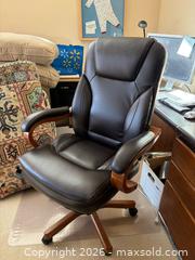 MaxSold Auction: Brown Leather Desk Chair with Metal Base, Swivel & Recline - Toronto (Ontario, Canada) SELLER MANAGED Downsizing Online Auction - Joicey Boulevard