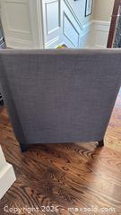 MaxSold Auction: Modern Gray Linen Armchair with Nailhead Trim - Toronto (Ontario, Canada) SELLER MANAGED Downsizing Online Auction - Joicey Boulevard