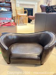 MaxSold Auction: Small Faux Leather Dog Sofa with Paw-Print Cushions - Toronto (Ontario, Canada) SELLER MANAGED Downsizing Online Auction - Joicey Boulevard