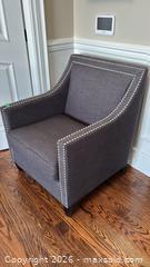 MaxSold Auction: Sofa Modern Gray Linen Armchair with Nailhead Trim - Toronto (Ontario, Canada) SELLER MANAGED Downsizing Online Auction - Joicey Boulevard