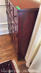 MaxSold Auction: Solid Wood Burgundy Gloss Cabinet - Toronto (Ontario, Canada) SELLER MANAGED Downsizing Online Auction - Joicey Boulevard