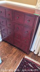 MaxSold Auction: Solid Wood Burgundy Gloss Cabinet - Toronto (Ontario, Canada) SELLER MANAGED Downsizing Online Auction - Joicey Boulevard