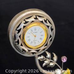 MaxSold Auction: CITIZEN Table Clock with Filigree and Floral Enamel Accents, White Marble Base by Barton, Son & Co. Silvermakers - Richmond (British Columbia, Canada) SELLER MANAGED Moving Online Auction - Gollner Avenue (CONDO)