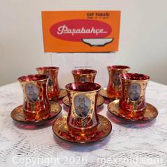 MaxSold Auction: Pasabahce Persian Tea Set 2-3/4oz - Six Authentic Pasabahce Sylvana Red & Gold Tea Pairs 42411 - Richmond (British Columbia, Canada) SELLER MANAGED Moving Online Auction - Gollner Avenue (CONDO)