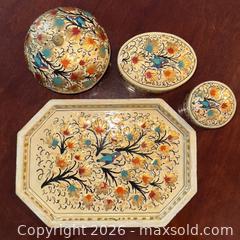 MaxSold Auction: Vintage Hand-Painted Kashmir Paper Mache Jewellery Trinket Box Set with Tray - Richmond (British Columbia, Canada) SELLER MANAGED Moving Online Auction - Gollner Avenue (CONDO)