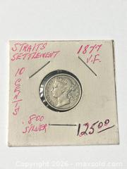 MaxSold Auction: 1877 Straits Settlements 10-cent Silver Coin - Esquimalt (British Columbia, Canada) PARTNER MANAGED Reseller Online Auction -  Lampson Street