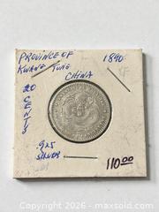 MaxSold Auction: 1890 China Kwangtung Silver Coin - Esquimalt (British Columbia, Canada) PARTNER MANAGED Reseller Online Auction -  Lampson Street