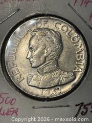 MaxSold Auction: 1947 Colombia 50 Centavos Silver Coin .500 Silver (50% Silver) - Esquimalt (British Columbia, Canada) PARTNER MANAGED Reseller Online Auction -  Lampson Street