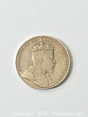 MaxSold Auction: Newfoundland 1908 50 Cent Coin - Esquimalt (British Columbia, Canada) PARTNER MANAGED Reseller Online Auction -  Lampson Street