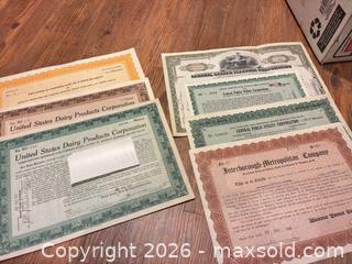 MaxSold Auction: Old Stock Certificates A - Bally (Pennsylvania, USA) PARTNER MANAGED Downsizing Online Auction - Cherry Street