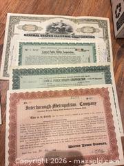 MaxSold Auction: Old Stock Certificates A - Bally (Pennsylvania, USA) PARTNER MANAGED Downsizing Online Auction - Cherry Street