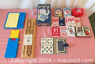 MaxSold Auction: Classic Family Game Bundle – Dominoes, Cribbage Board w/ pegs & Playing Cards  - Roseville (California, USA) PARTNER MANAGED Moving Online Auction - Marie Court #2