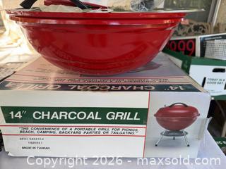 MaxSold Auction: Compact BBQ Bundle — 14" Charcoal Grill, Tool Set, Skewers, Food Tent and Grilling Basket - Roseville (California, USA) PARTNER MANAGED Moving Online Auction - Marie Court #2