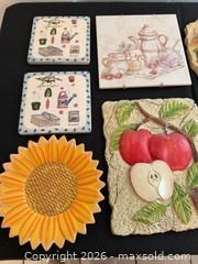 MaxSold Auction: Cottagecore Kitchen Wall Décor Lot – Fruit & Florals, Tiles, Bee thermometer and Sunflower Dish - Roseville (California, USA) PARTNER MANAGED Moving Online Auction - Marie Court #2