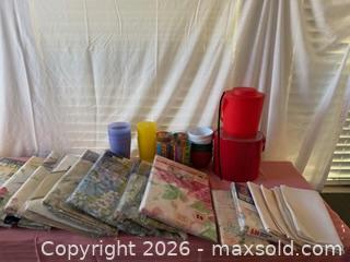 MaxSold Auction: Garden?Inspired Tablecloth and Ice Bucket Bundle  - Roseville (California, USA) PARTNER MANAGED Moving Online Auction - Marie Court #2