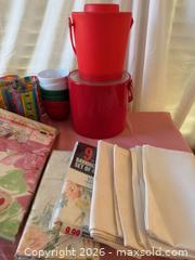 MaxSold Auction: Garden?Inspired Tablecloth and Ice Bucket Bundle  - Roseville (California, USA) PARTNER MANAGED Moving Online Auction - Marie Court #2