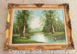 MaxSold Auction: Original Art #1 - Serene River Scene in Ornate Gold Frame - Roseville (California, USA) PARTNER MANAGED Moving Online Auction - Marie Court #2