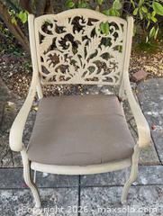 MaxSold Auction: Patio Upgrade: 9-Piece Outdoor Dining Set — Stone-Top Table and 8 Scroll-Back Chairs with Cushions - Roseville (California, USA) PARTNER MANAGED Moving Online Auction - Marie Court #2