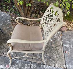 MaxSold Auction: Patio Upgrade: 9-Piece Outdoor Dining Set — Stone-Top Table and 8 Scroll-Back Chairs with Cushions - Roseville (California, USA) PARTNER MANAGED Moving Online Auction - Marie Court #2