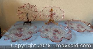 MaxSold Auction: Pretty in Pink: Mikasa Floral Art Glass Serving Plates & Accent Dishes (5-Pieces) - Roseville (California, USA) PARTNER MANAGED Moving Online Auction - Marie Court #2