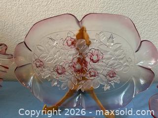 MaxSold Auction: Pretty in Pink: Mikasa Floral Art Glass Serving Plates & Accent Dishes (5-Pieces) - Roseville (California, USA) PARTNER MANAGED Moving Online Auction - Marie Court #2