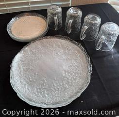 MaxSold Auction: Retro Green Fondue Party Set — Melting Pot with Stand and Forks, Sectioned Plates, Glass Plates and Mugs  - Roseville (California, USA) PARTNER MANAGED Moving Online Auction - Marie Court #2