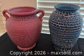 MaxSold Auction: Textured Pottery Vase and Planter Lot — Crackle Glaze and Rustic Stoneware (7 pcs) - Roseville (California, USA) PARTNER MANAGED Moving Online Auction - Marie Court #2